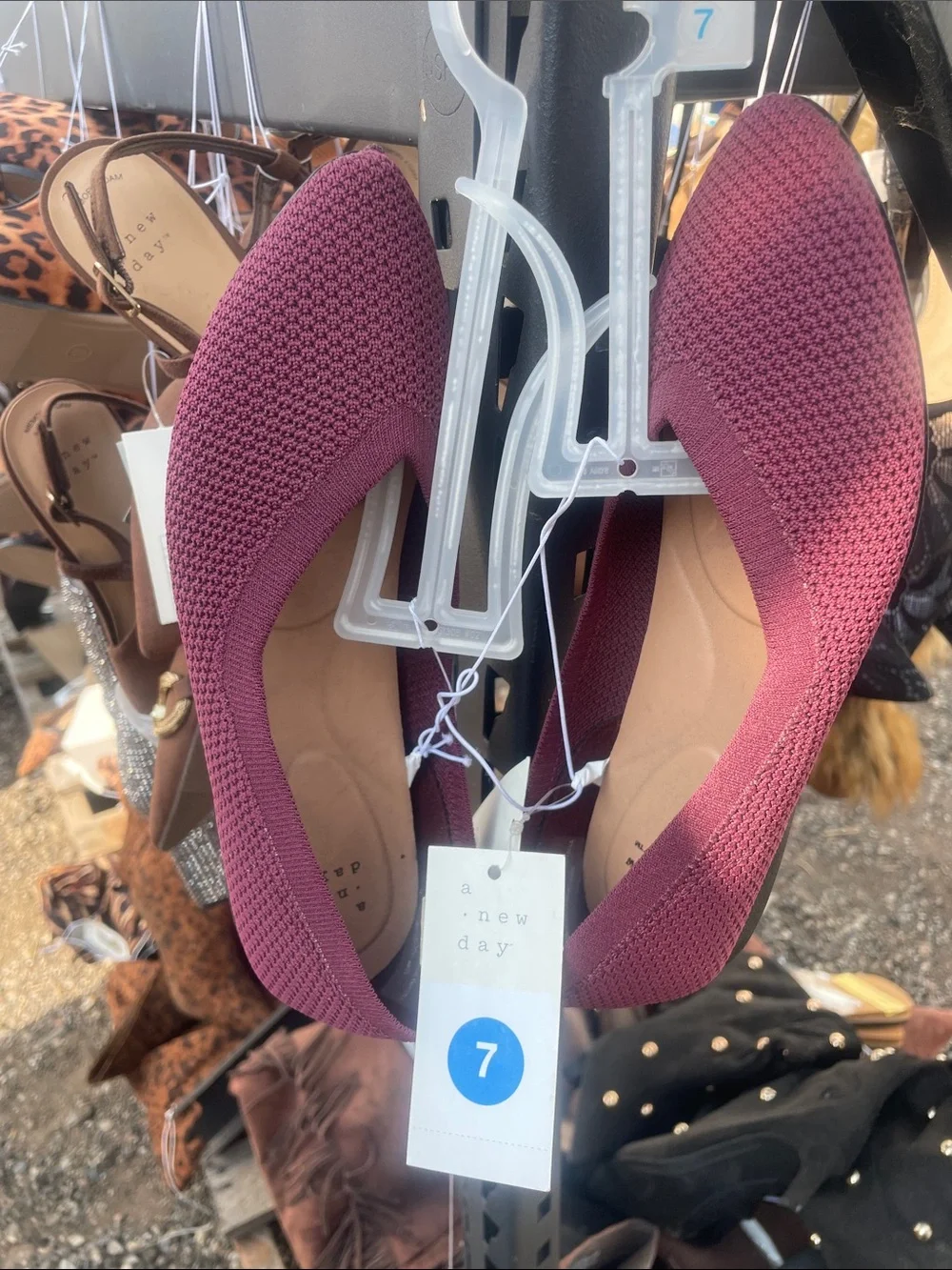 a new day Pointed-Toe Knit Flats in Plum
